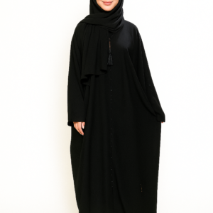 elegant black dubai style burqa with black detailing