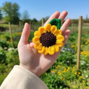 Home crochet sunflower keychain